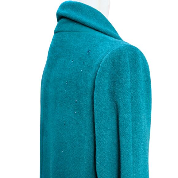 Vintage Teal 100% Wool Coat - Size 6 Petite, Crystal Detail - Picture 7 of 13